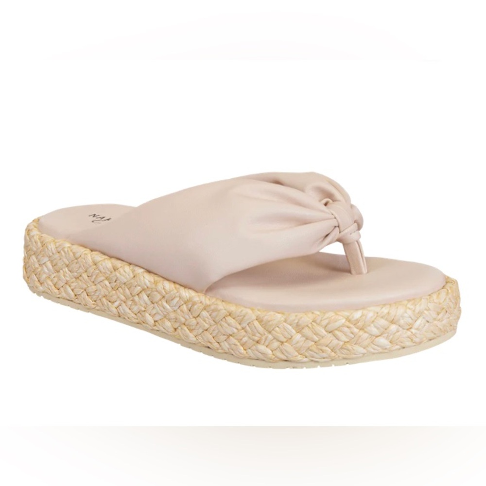 Boho Vegan Leather Cream Espadrille Slip on Sandals Size 7.5